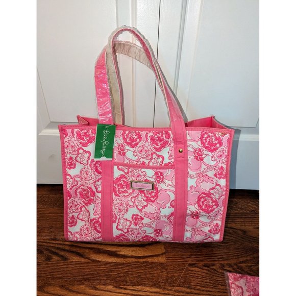 NWT Lilly Pulitzer Pink Phi Mu Patterned Bundle - Tote, Makeup Bag, Scarf - Picture 10 of 15